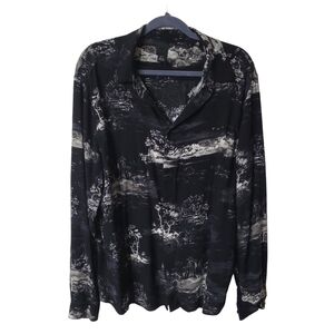 H&M Monochrome Black and White Abstract Button-Down Shirt Size XL